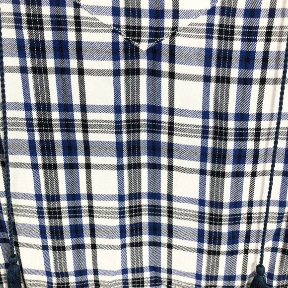 Madewell Black Blue & White Flannel Shirt Dress Women's Size XS - Picture 6 of 7